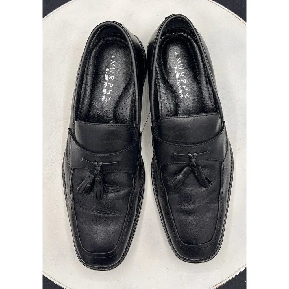 J. Murphy by Johnston & Murphy Men’s 12W Black Full Grain Leather Tassel Loafers